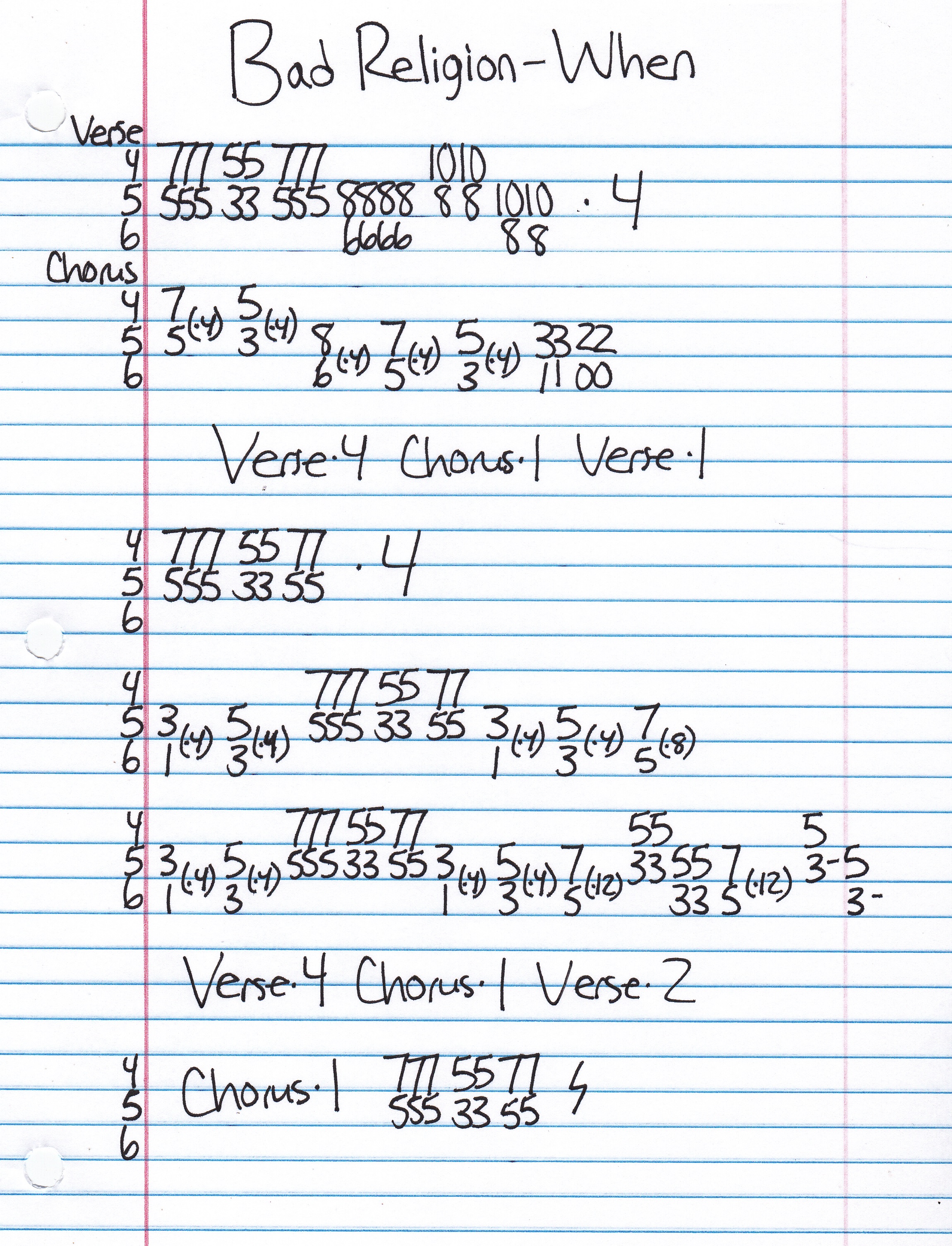 High quality guitar tab for When by Bad Religion off of the album Suffer. ***Complete and accurate guitar tab!***